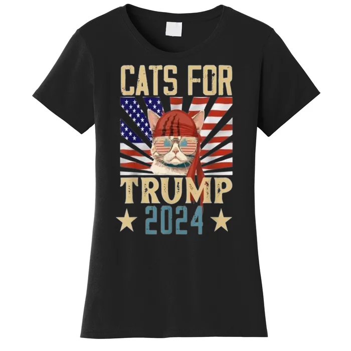 American Flag Cat For Trump 2024 Gifft Women's T-Shirt