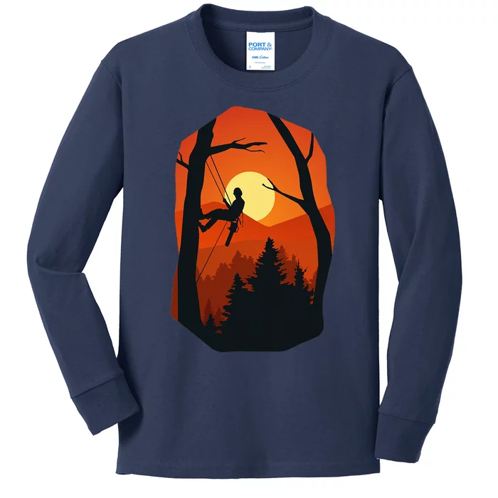 Arborist Forest Chainsaw Kids Long Sleeve Shirt