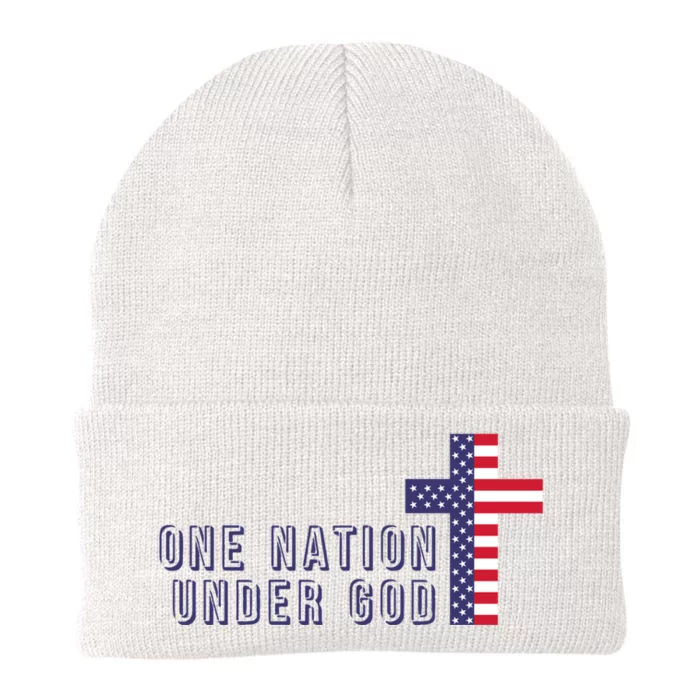 American Flag Cross One Nation Under God Gift Knit Cap Winter Beanie