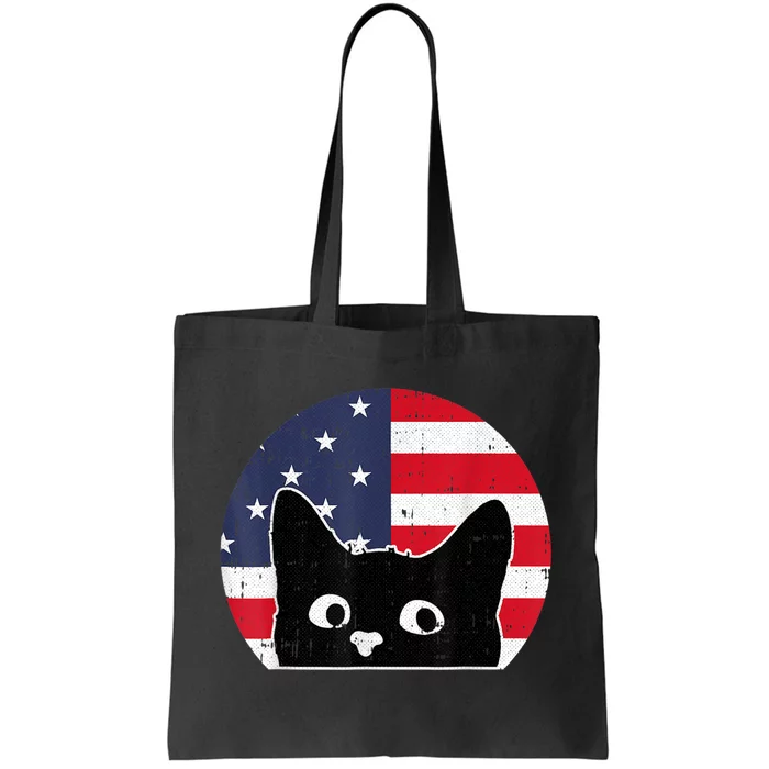 American Flag Cat 4th Of July Kitten Patriotic Pet Lover Tote Bag