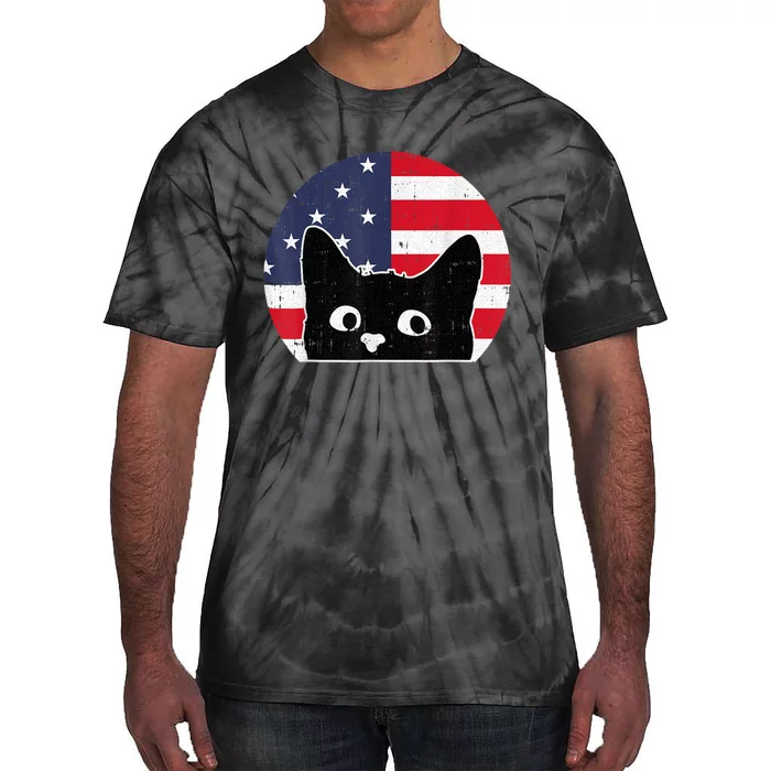 American Flag Cat 4th Of July Kitten Patriotic Pet Lover Tie-Dye T-Shirt