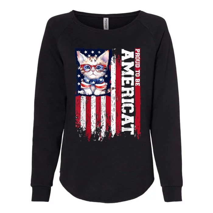 American Flag Cat 4th Of July Kitten Patriotic Pet Lover Pun Womens California Wash Sweatshirt