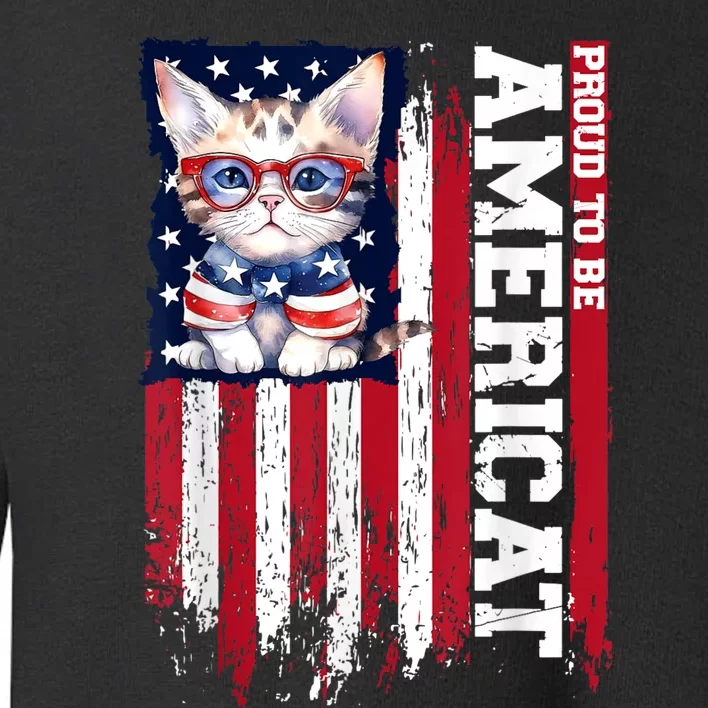 American Flag Cat 4th Of July Kitten Patriotic Pet Lover Pun Toddler Sweatshirt