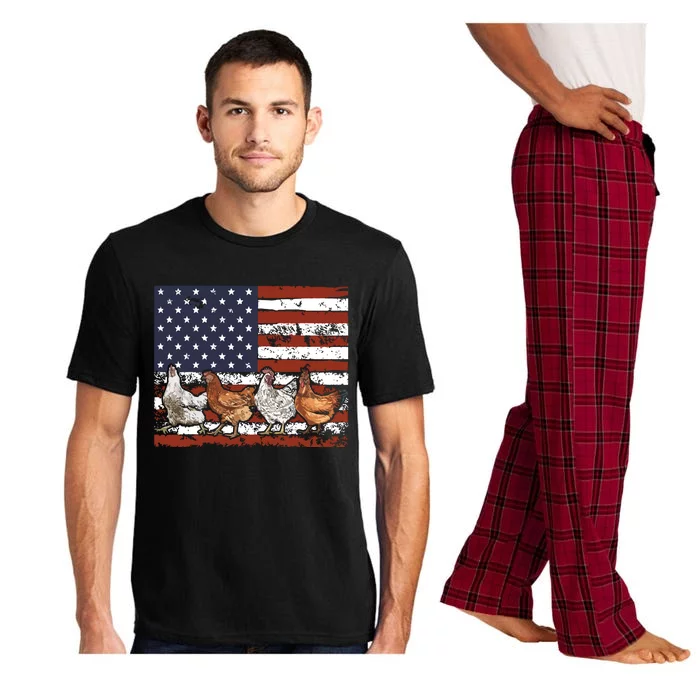 American Flag Chicken 4th Of July Patriotic Farmer Pajama Set