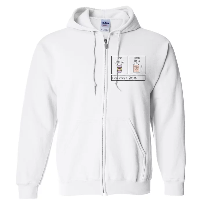 ABA First Coffee Then Data Funny Coffee Full Zip Hoodie