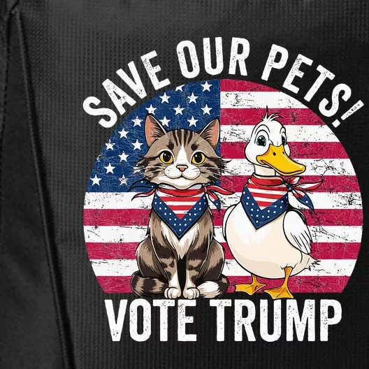 American Flag Cat & Duck Save Our Pets Vote For Trump 2024 City Backpack