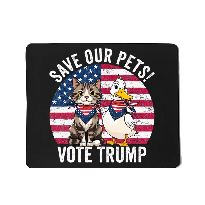 American Flag Cat & Duck Save Our Pets Vote For Trump 2024 Mousepad