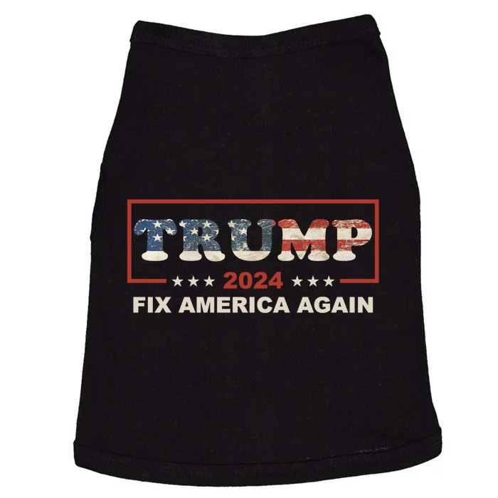 American Flag Conservative Gift With Trump 2024 Fix America Again Doggie Tank