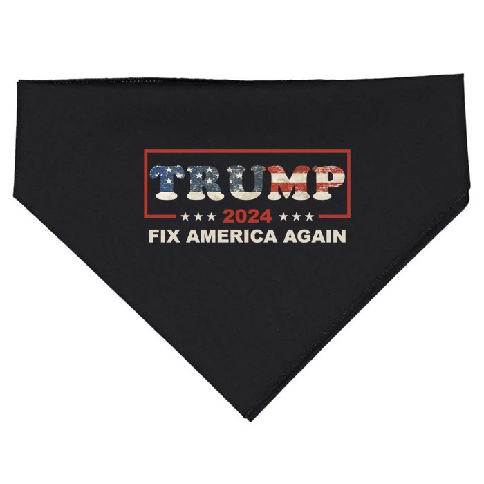 American Flag Conservative Gift With Trump 2024 Fix America Again USA-Made Doggie Bandana