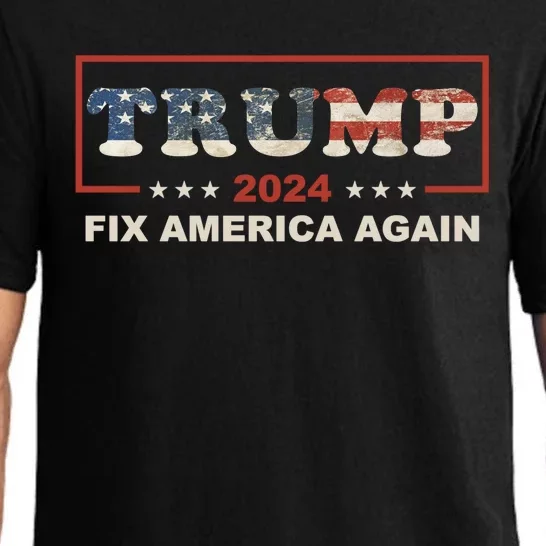 American Flag Conservative Gift With Trump 2024 Fix America Again Pajama Set