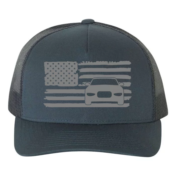 American Flag Car Racing Gift Vintage Usa Flag Auto Racing Gift Yupoong Adult 5-Panel Trucker Hat