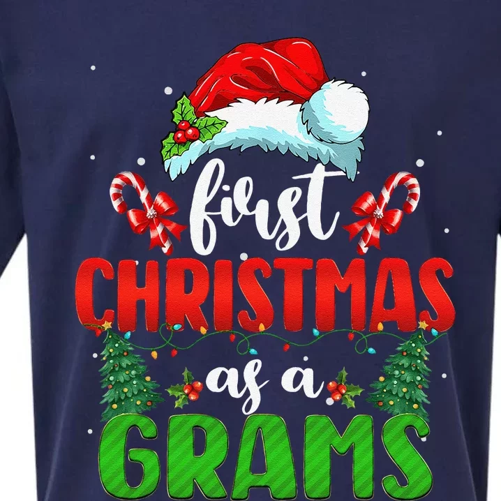 Announcement First Christmas As A Grams New Grams Family Sueded Cloud Jersey T-Shirt