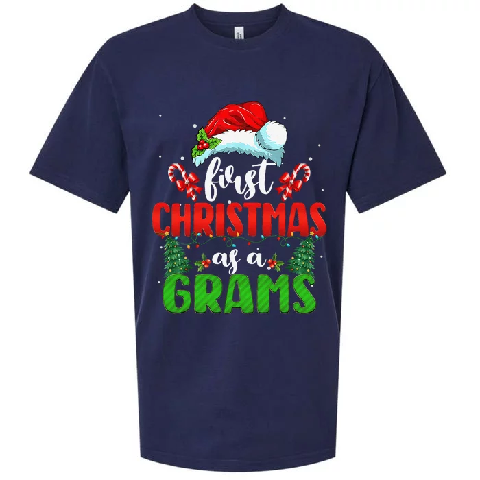 Announcement First Christmas As A Grams New Grams Family Sueded Cloud Jersey T-Shirt