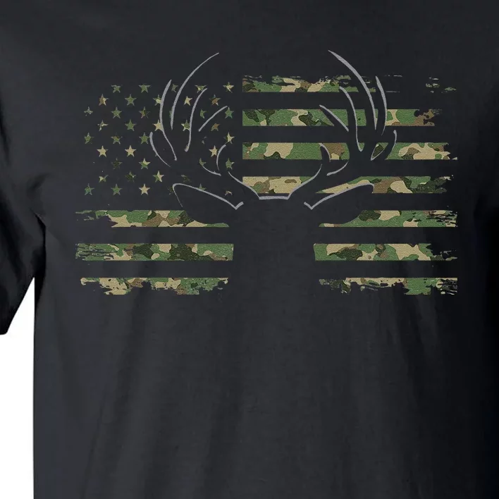 American Flag Camouflage Outdoor Antlers Deer Tall T-Shirt