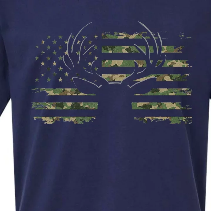 American Flag Camouflage Outdoor Antlers Deer Sueded Cloud Jersey T-Shirt