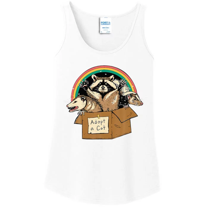 Adopt Forbidden Cats In Box Raccoon Skunks Possum Cat Lovers Ladies Essential Tank