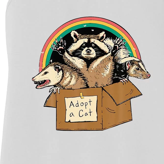 Adopt Forbidden Cats In Box Raccoon Skunks Possum Cat Lovers Women's Racerback Tank