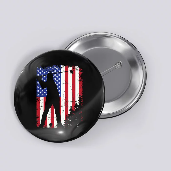 American Flag Cool Golfer Golf Dad Gift For Dad Father's Day Button