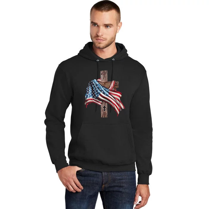 American Flag Christian Cross Jesus Patriotic Tall Hoodie