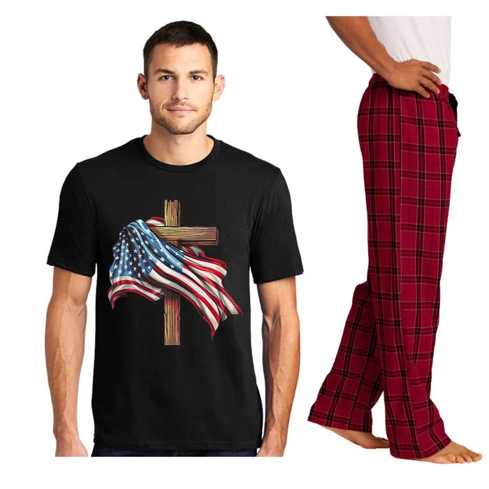 American Flag Christian Cross Jesus Patriotic Pajama Set