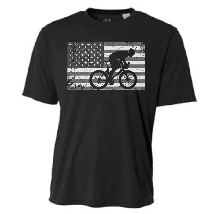 American Flag Cycling USA Bike Cyclists Gift Cooling Performance Crew T-Shirt