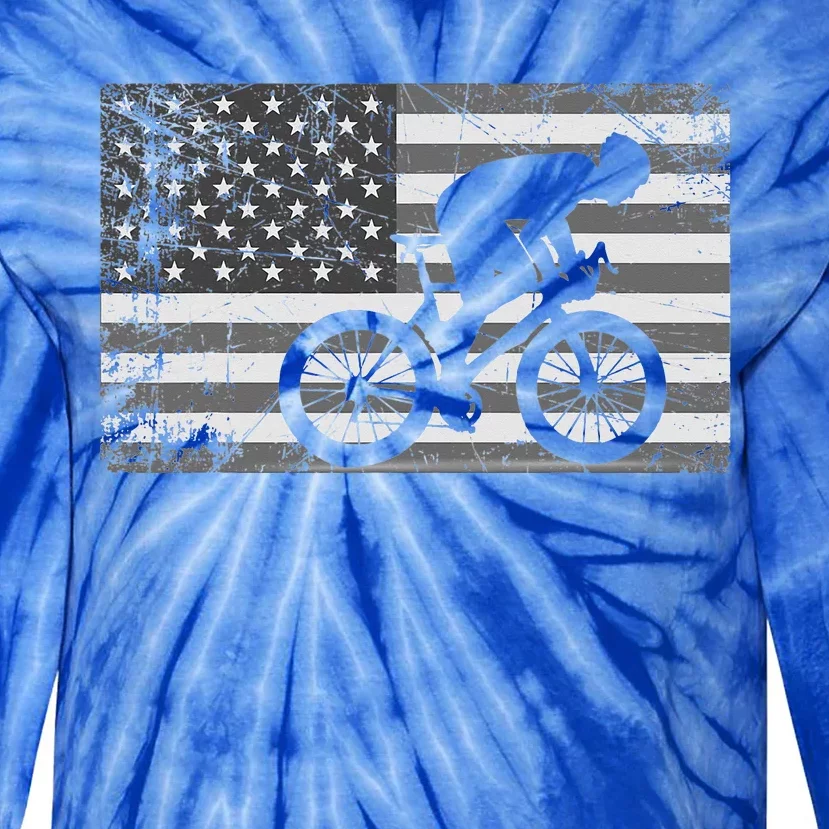 American Flag Cycling USA Bike Cyclists Gift Tie-Dye Long Sleeve Shirt