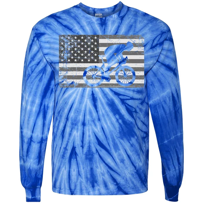 American Flag Cycling USA Bike Cyclists Gift Tie-Dye Long Sleeve Shirt