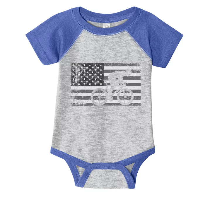 American Flag Cycling USA Bike Cyclists Gift Infant Baby Jersey Bodysuit