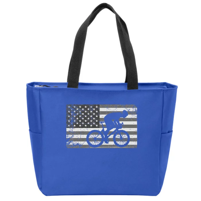 American Flag Cycling USA Bike Cyclists Gift Zip Tote Bag