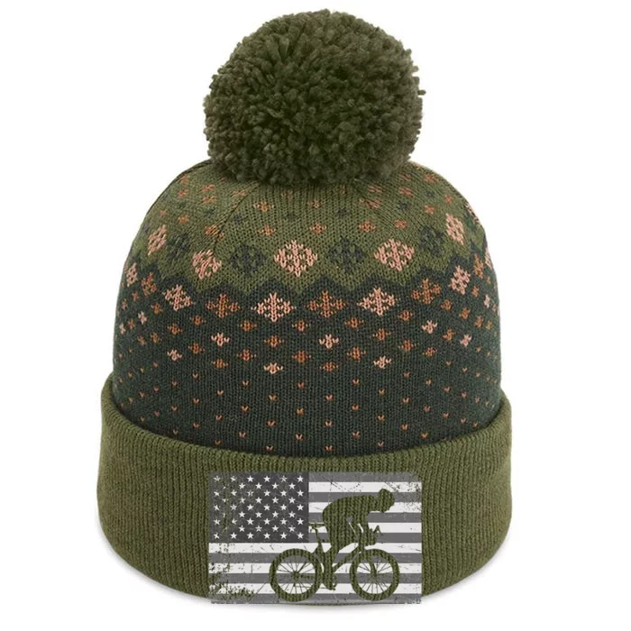 American Flag Cycling USA Bike Cyclists Gift The Baniff Cuffed Pom Beanie