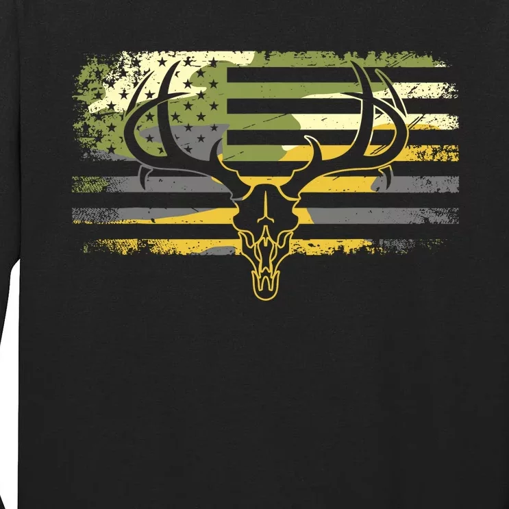 American Flag Camouflage Outdoor Antlers Deer Tall Long Sleeve T-Shirt