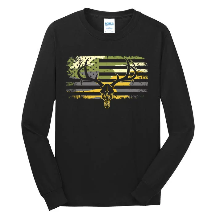 American Flag Camouflage Outdoor Antlers Deer Tall Long Sleeve T-Shirt