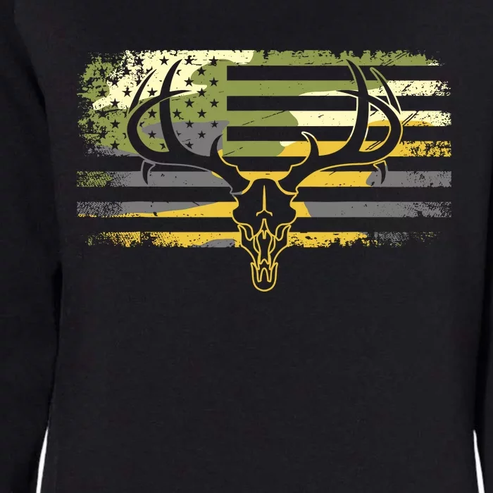 American Flag Camouflage Outdoor Antlers Deer Womens California Wash Sweatshirt