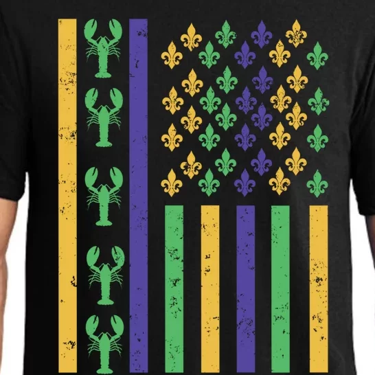 American Flag Carnival Crawfish Mardi Gras Fleur De Lys Great Gift Pajama Set