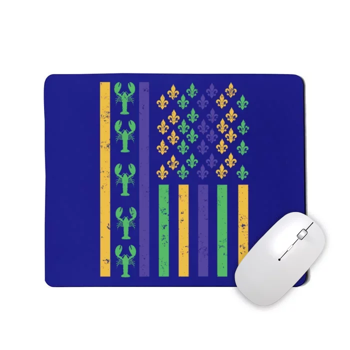 American Flag Carnival Crawfish Mardi Gras Fleur De Lys Great Gift Mousepad