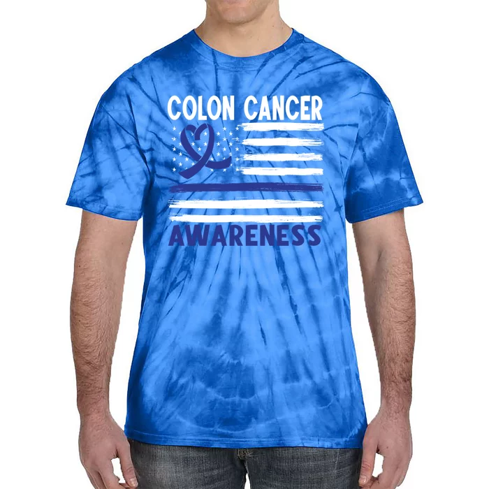 American Flag Colon Cancer Awareness Cute Gift Tie-Dye T-Shirt