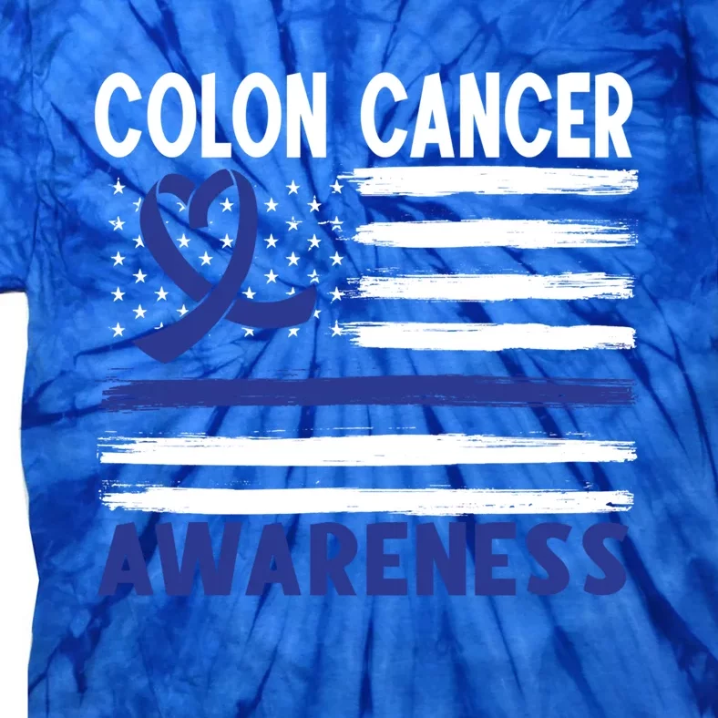 American Flag Colon Cancer Awareness Cute Gift Tie-Dye T-Shirt