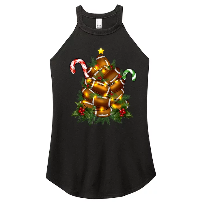 American Football Christmas Tree Christmas Pajamas Women’s Perfect Tri Rocker Tank