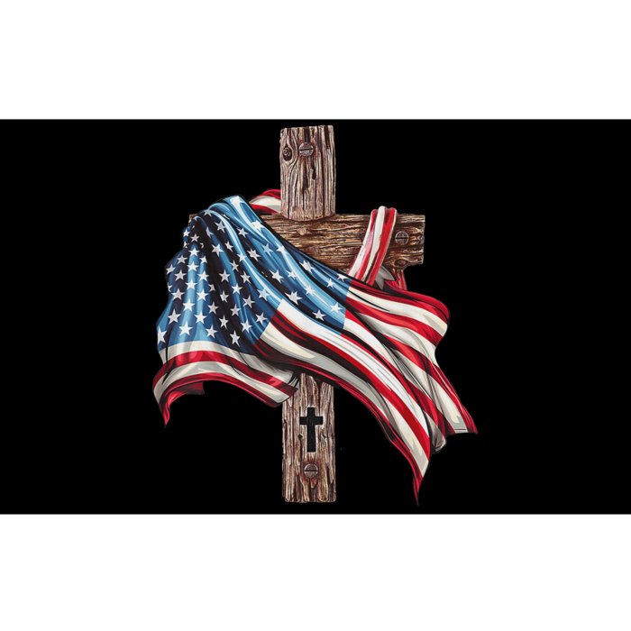 American Flag Christian Cross Jesus 4th Of July Women Bumper Sticker