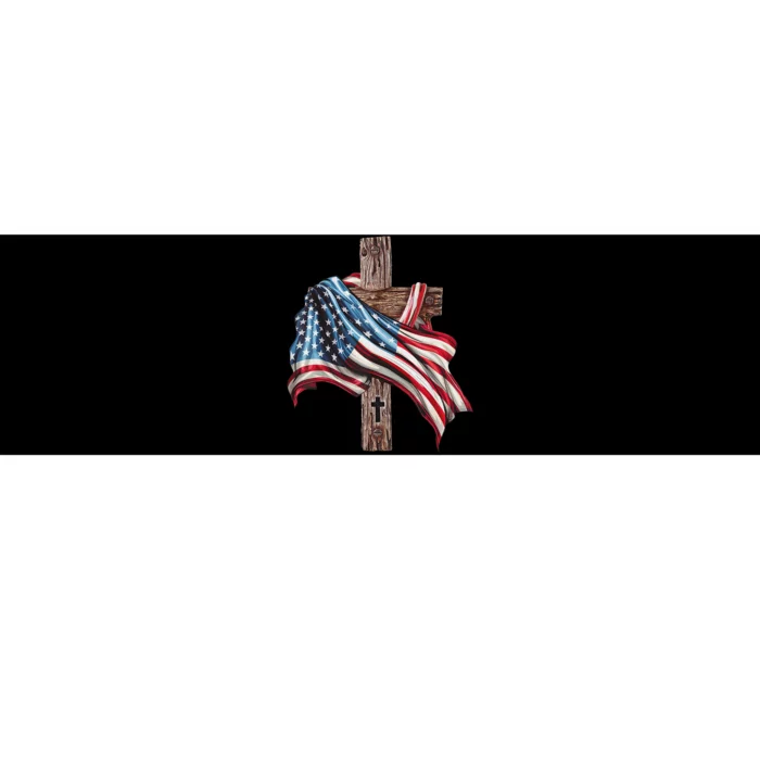 American Flag Christian Cross Jesus 4th Of July Women Bumper Sticker