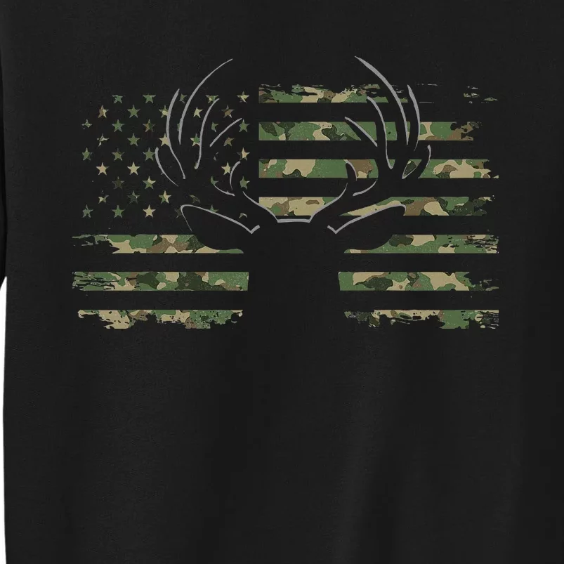 American Flag Camouflage Outdoor Antlers Deer Tall Sweatshirt