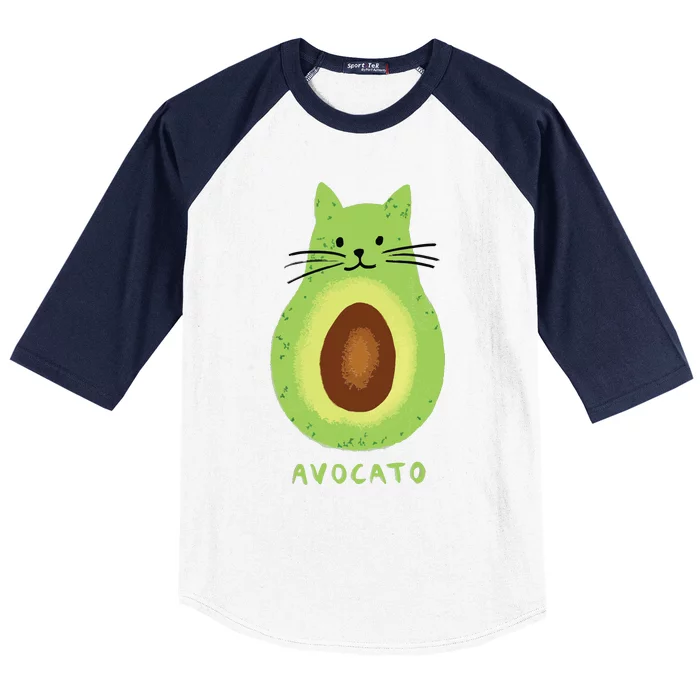 Avocato Funny Cute Cat Avocado Vegan And Cat Lover Kitten Baseball Sleeve Shirt