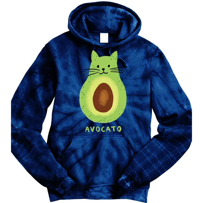 Avocato Funny Cute Cat Avocado Vegan And Cat Lover Kitten Tie Dye Hoodie