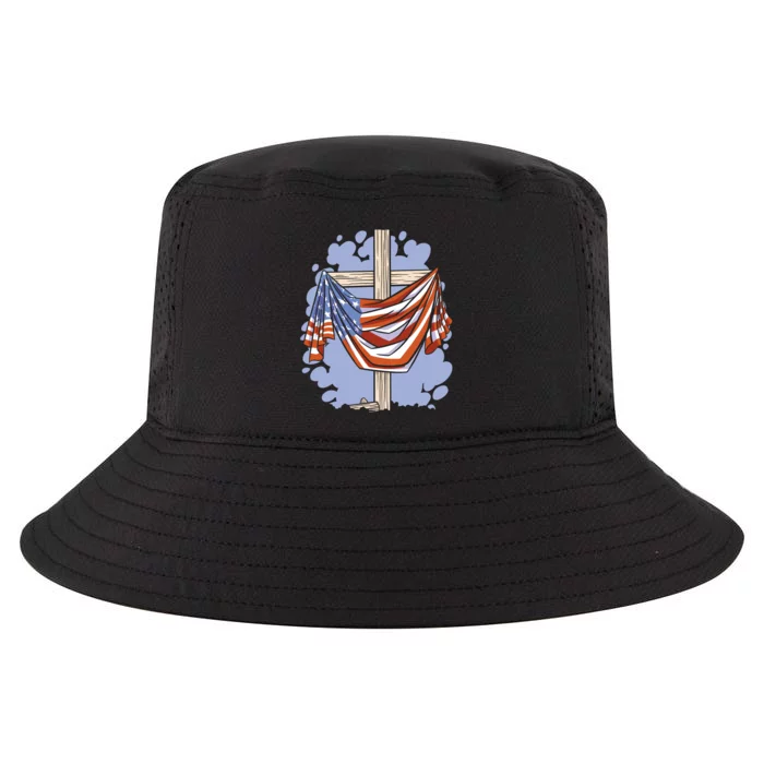 American Flag Cross Cool Comfort Performance Bucket Hat