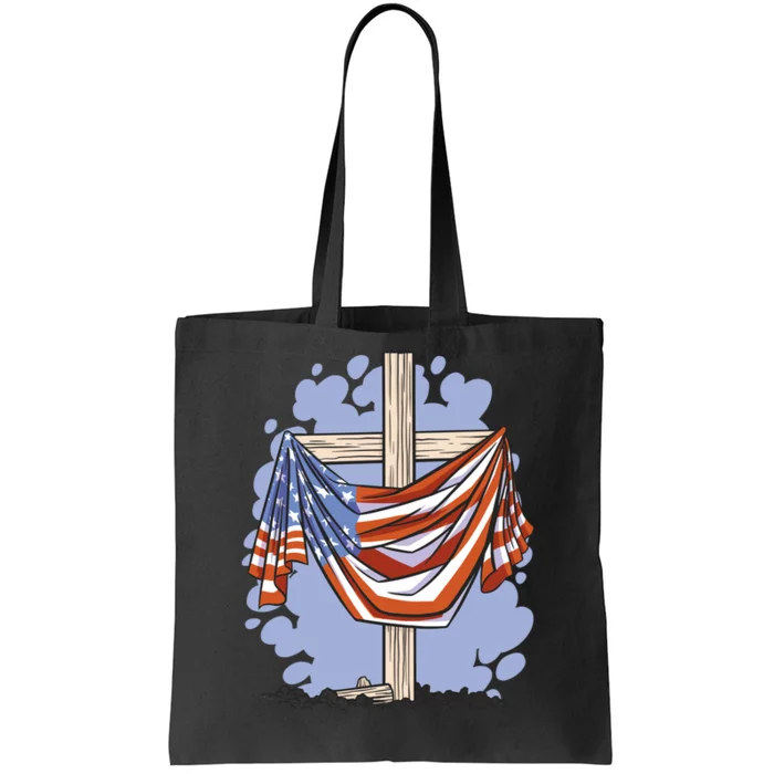 American Flag Cross Tote Bag