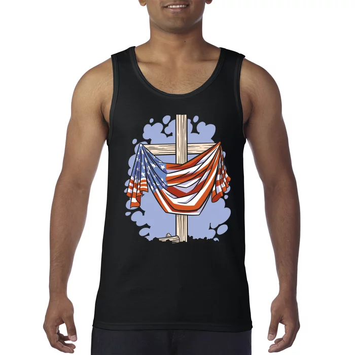 American Flag Cross Tank Top