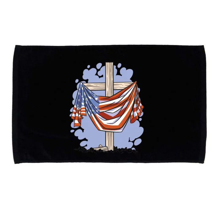 American Flag Cross Microfiber Hand Towel