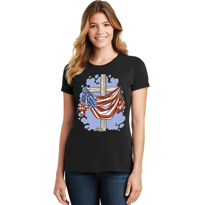 American Flag Cross Women's T-Shirt