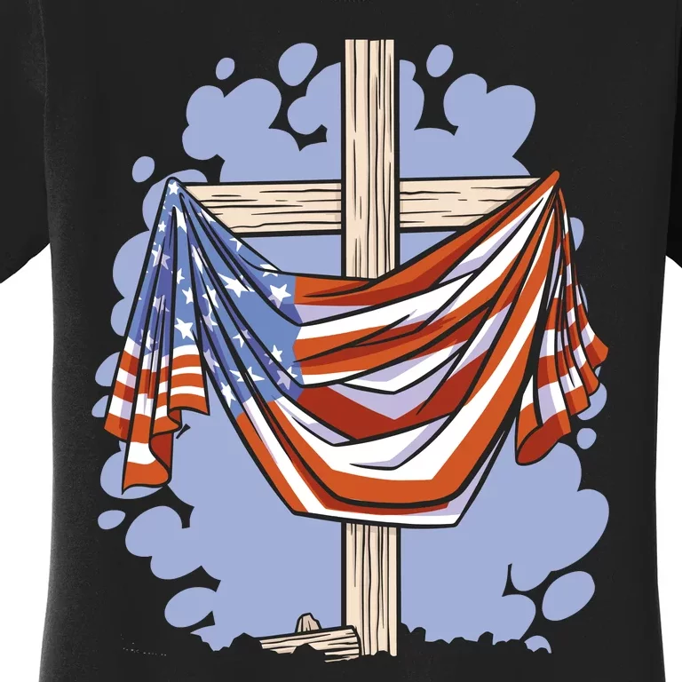 American Flag Cross Women's T-Shirt