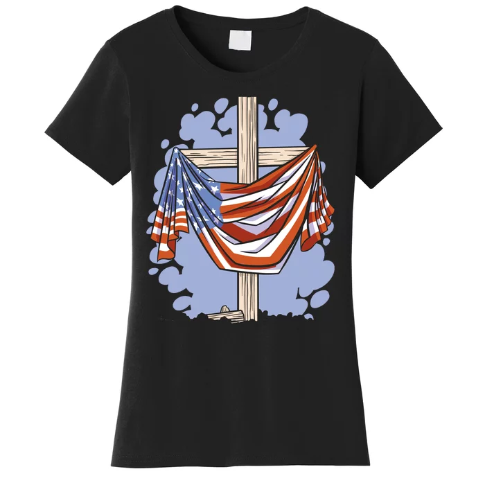 American Flag Cross Women's T-Shirt